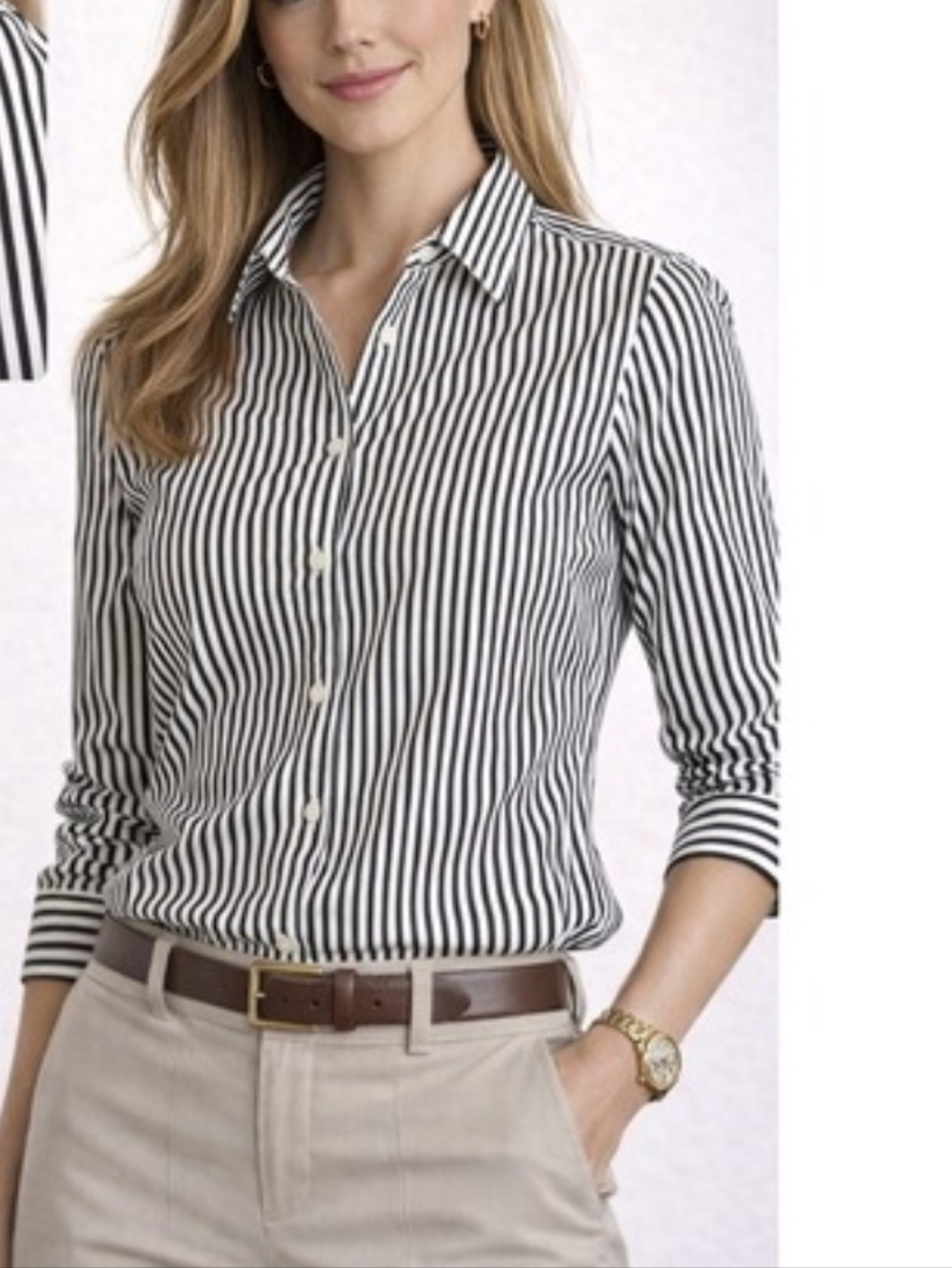 Womens LAUREN Ralph Lauren black and white stripe blouse